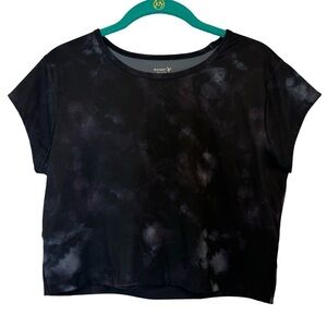 Old Navy Active Crop Top Short Sleeve Marble Black and Gray Size M
